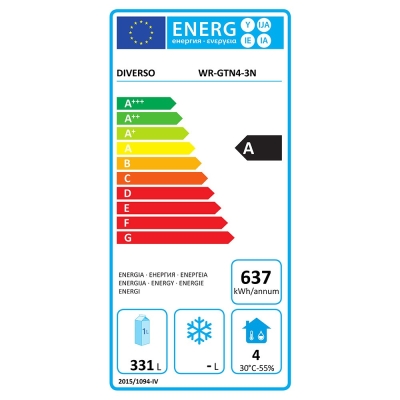 Table frigorifique, ventilé, 4 portes GN 1/1, sur roues, 2 avec freins WR-GTN4-3N